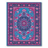 Vibrant Teal Pink Persian Medallion Rug