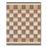 Tan Brown Geometric Grid Area Rug