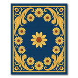 Navy Sunflower Medallion Floral Area Rug