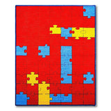 Playful Red Jigsaw Puzzle Kids Area Rug