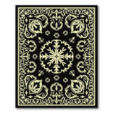 Ornate Black White Persian Medallion Rug