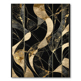 Luxe Black Gold Geometric Abstract Area Rug