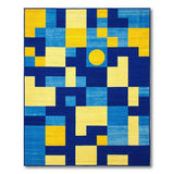 Bold Geometric Yellow Blue Area Rug