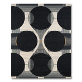 Modern Overlapping Black Circle Geometric Rug
