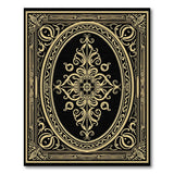 Ornate Gold Filigree Black Area Rug