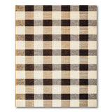 Rustic Brown Tan Plaid Woven Area Rug