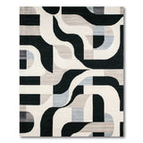 Black and White Modern Abstract Geometric Black White Area Rug