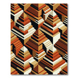 Geometric Pyramid Stacks Brown Tan Area Rug