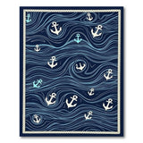 Navy Nautical Anchors Ocean Waves Rug