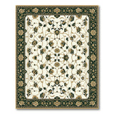 Ivory Traditional Persian Floral Rug with Green Gold Vines