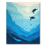 Teal Sea Turtles Underwater Ocean Depths Rug