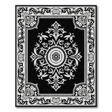 Medallion Ornate Black White Persian Medallion Rug