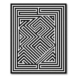 Geometric Modern Black and White Intricate Black White Maze Labyrinth Area Rug