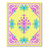 Vibrant Yellow Area Rug with Pink Blue Floral Borders