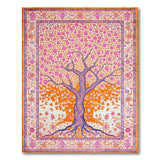 Vibrant Orange Pink Tree of Life Persian Area Rug