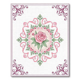 Ornate Pink Rose Medallion Area Rug