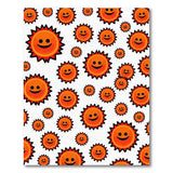 Playful Orange Smiling Suns Cartoon Area Rug