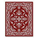 Elegant Red Persian Floral Area Rug with Ornate White Border