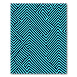 Teal Black Interlocking Geometric Maze Rug