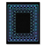 Intricate Blue Teal Geometric Border Rug