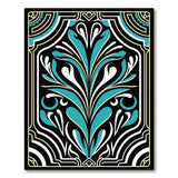 Teal Geometric Art Deco Area Rug
