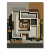 Geometric Modern Courtyard House Aerial Rug