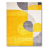 Yellow Grey Curved Geometric Area Rug