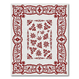 Ornate Red Floral Leaf Border Rug