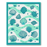 Teal Seashell Coastal Beach Area Rug