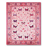 Floral Vintage Pink Pink Butterfly Floral Area Rug