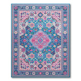 Vibrant Teal Persian Area Rug with Pink Motifs