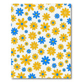Vibrant Yellow Blue Daisy Floral Area Rug