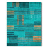 Blue and Teal Geometric Patchwork Area Rug