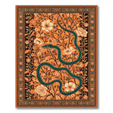 Coiled Green Serpent Orange Floral Rug