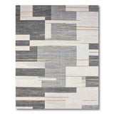 Modern Grey Geometric Block Area Rug with Gold Accents