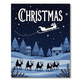 Christmas Sleigh Reindeer Night Silhouette Rug