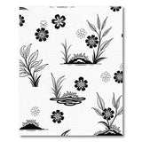 Delicate Black White Floral Line Art Area Rug