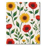 Vibrant Sunflower Poppy Floral Area Rug