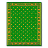 Emerald Green Shamrock Area Rug with Floral Border