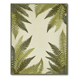 Floral Vintage Green Lush Green Fern Border Area Rug