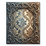 Distressed Ornate Damask Frame Area Rug