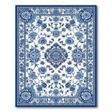 Blue White Traditional Persian Floral Area Rug
