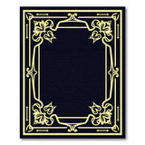 Gold and Silver Ornate Gold Floral Border Black Area Rug