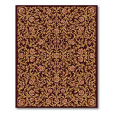 Red Floral Vintage Area Rug with Gold Accents