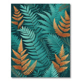 Teal Fern Fronds Area Rug