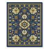 Navy Blue Gold Floral Traditional Persian Area Rug