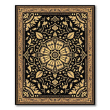 Black Gold Ornate Persian Medallion Rug