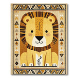 Yellow Adorable Cartoon Lion Kids Area Rug