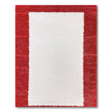 Bold Red Shag Border White Plush Area Rug