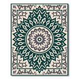 Teal Medallion Traditional Persian Area Rug